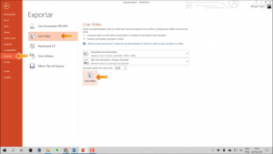 Caminho a seguir para exportar vídeo