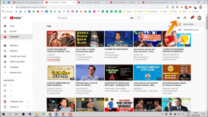 Opção enviar vídeo no YouTube