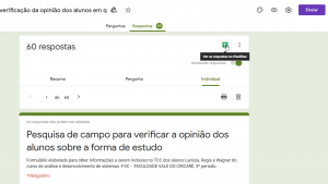 Ícone para transformar o questionário em tabela