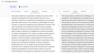 Texto no Google Tradutor