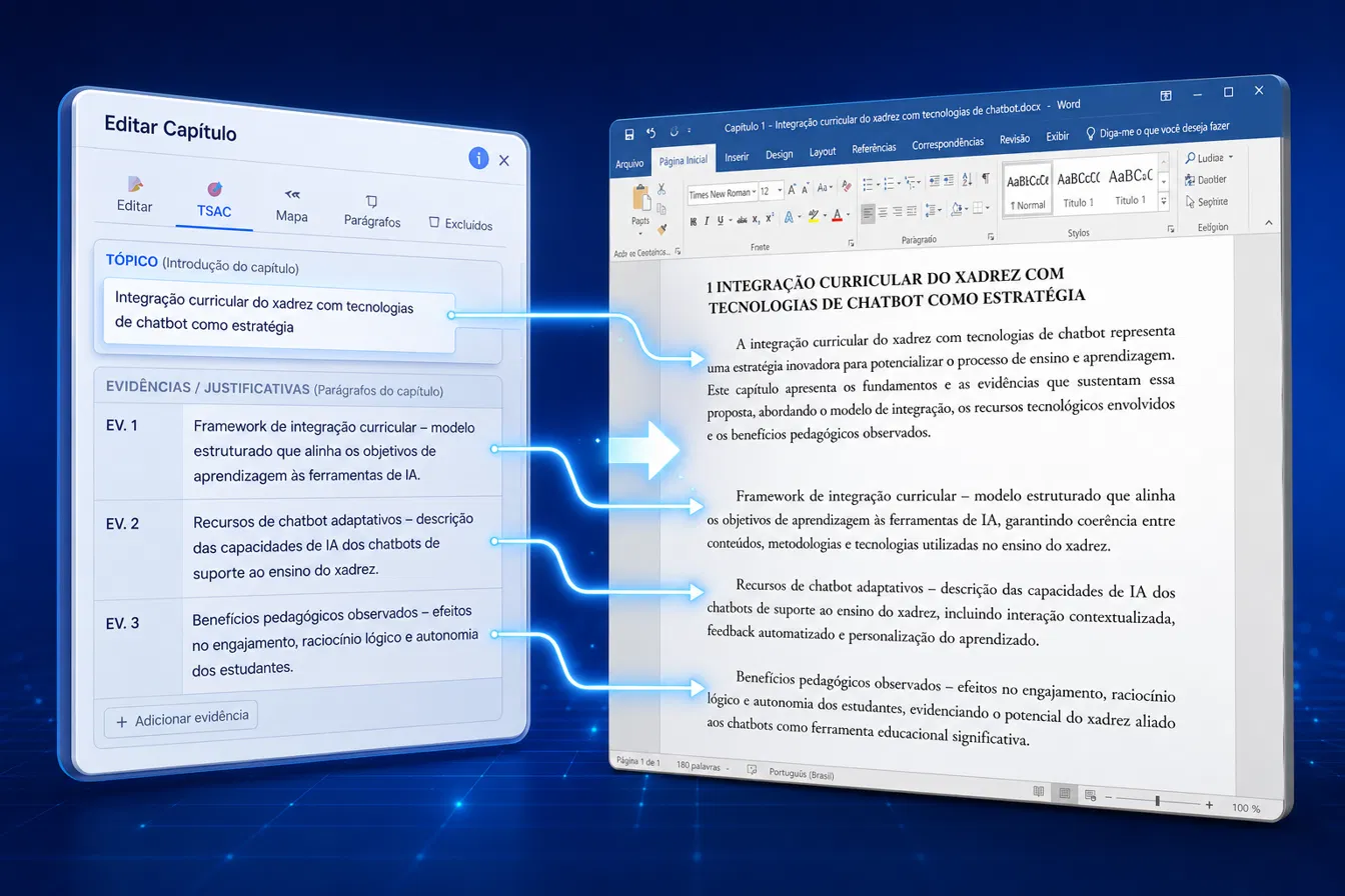 Comparação entre a ficha de Delineamento Micro preenchida e o texto final desenvolvido em um documento Word